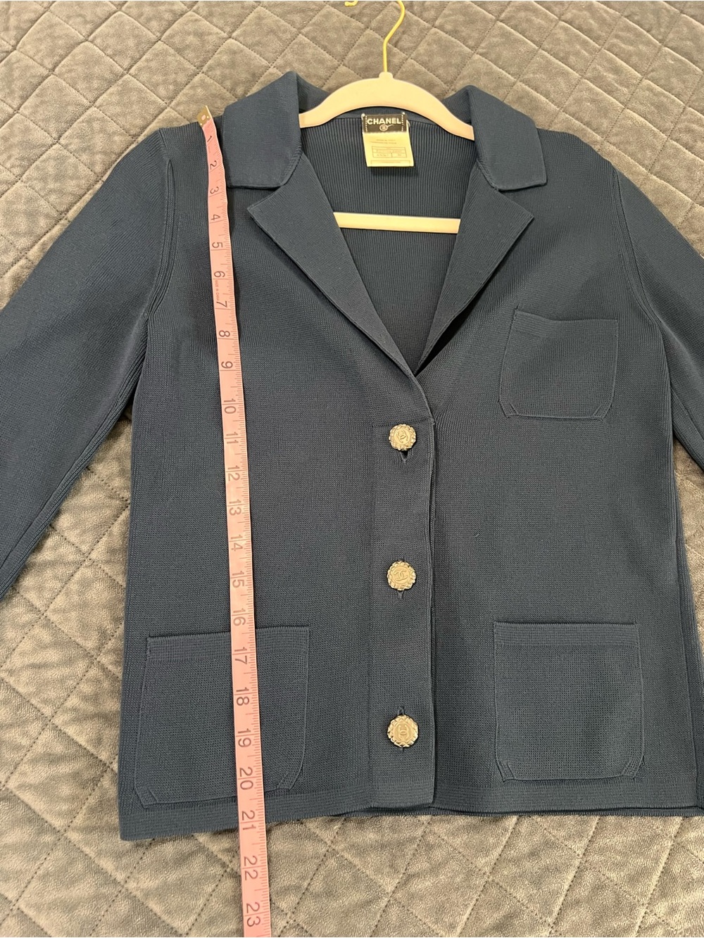 Vintage Chanel Blazer Jacket Women’s 38 size 2 XS knit Navy Blue B28 - Picture 7 of 10